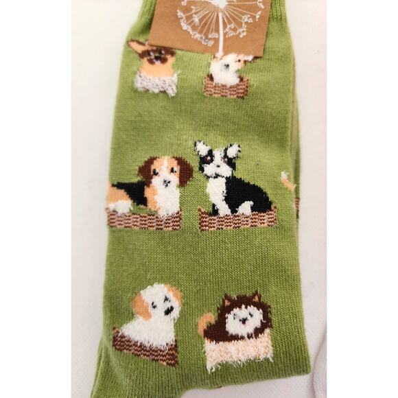 NOVELTY SOCKS-Dogs-Bunny-Green-White-Whimsical-Fun Socks-Regular Size - Picture 2 of 6